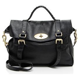 Mulberry Soft Buffalo Leather Oversized Alexa Top Handle Black
