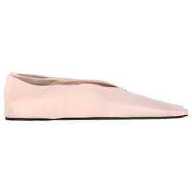 Jil Sander Square-Toe Ballet Flats in Pink Leather Pink