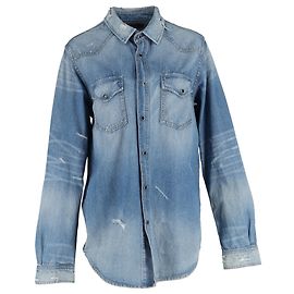 Amiri Western Denim Shirt in Blue Denim Blue Light blue