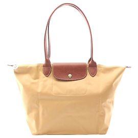 Borsa Tote Longchamp Le Pliage Original L in nylon e pelle Marrone