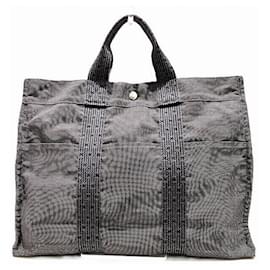Hermès-Hermes Herline Canvas Tote Bag-Grey
