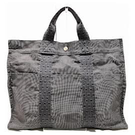 Hermès-Hermes Herline Canvas Tote Bag-Grey