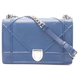Dior-Dior DIORAMA Leather Shoulder Bag Blue-Blue
