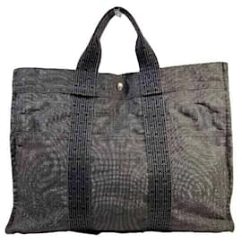 Hermès-Hermes Herline Canvas Tote Bag-Grey