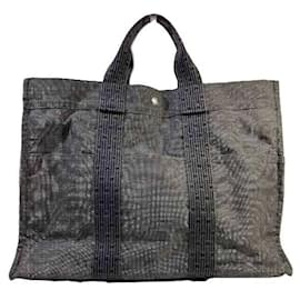 Hermès-Hermes Herline Canvas Tote Bag-Grey