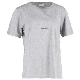 Camiseta de algodón gris con logo Rive Gauche de Saint Laurent Gris