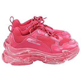 Baskets Balenciaga Triple S dégradées en polyester rouge Rouge
