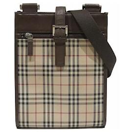 Burberry-Burberry Canvas Leather Shoulder Bag-Brown,Beige