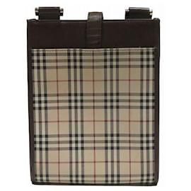 Burberry-Burberry Canvas Leather Shoulder Bag-Brown,Beige