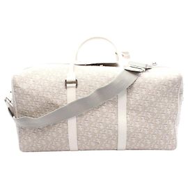 Dior Canvas Leather Boston Bag White