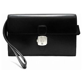Alfred Dunhill Clutch em couro de vaca Dunhill Confidential Preto