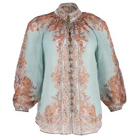 Blusa de cuello alto estampada Zimmermann en ramio multicolor Multicolor