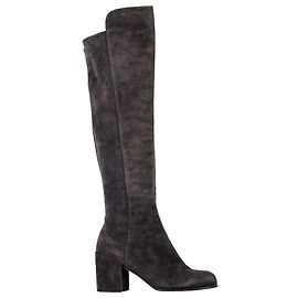 Stuart Weitzman Block-Heel Knee-High Boots in Grey Suede Grey