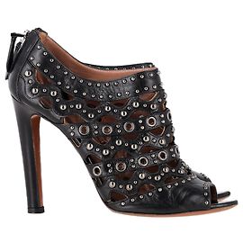 Alaïa  Alaia Studded Lasercut Sandal Heels in Black Leather Black