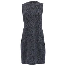 Akris Patterned Mini Shift Dress in Grey Wool Grey