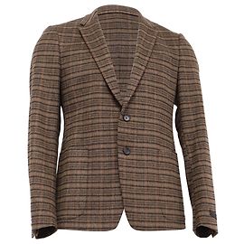 Karierter Einreiher-Blazer mit Taschen aus brauner Wolle von Prada Braun Rot