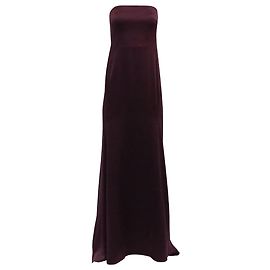 Abito Maxi Senza Spalline Nili Lotan in Seta Borgogna Rosso Bordò