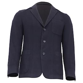 Ermenegildo Zegna-Z Zegna Single-Breasted Blazer with Pockets in Navy Blue Wool-Blue,Navy blue