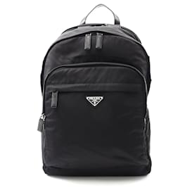 Prada-Prada Nylon Saffiano Leather Backpack-Black