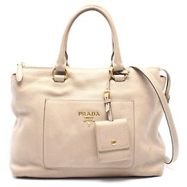 Bolsa de couro VIT DAINO bege da Prada Marrom Bege