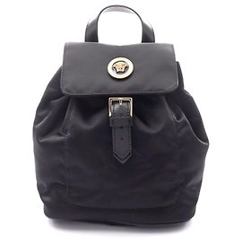 Versace Medusa Nylon Leather Backpack Black