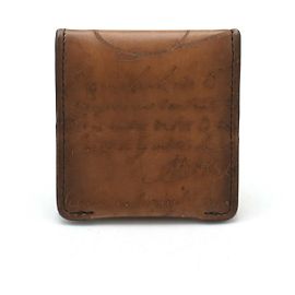 Berluti Calligraphy Leather Coin Case Brown Brown