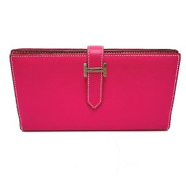 Hermès Hermes Bearn Soufflet Long Wallet Pink