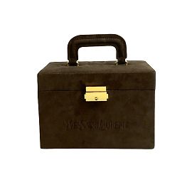 Yves Saint Laurent Brown Suede Jewelry Chest Brown