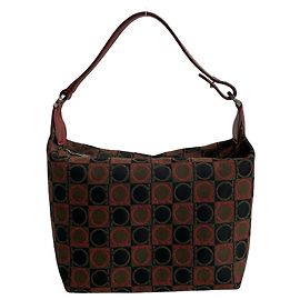 Salvatore Ferragamo Gancini Handbag Brown Black Red