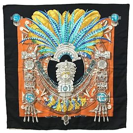 Hermès HERMES Carré 90 Sciarpa Buddha Carnevale Nero Multicolore
