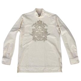 Camicia beige ricamata Dries Van Noten in cotone e lino Beige