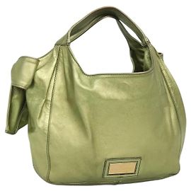 VALENTINO Sac à main en cuir vert lime or Auth ar13709 Doré Vert