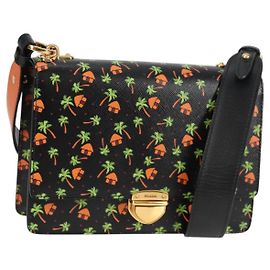 Prada Borsa a Spalla in Pelle Nera e Oro Auth 134572V Nero D'oro