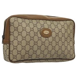 GUCCI GG Plus Supreme Pochette en PVC Beige Or Auth sw1322 Beige Doré