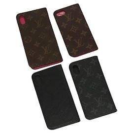 FUNDAS PARA IPHONE LOUIS VUITTON Monogram Eclipse Epi 4Set LV Auth bs28178 Monograma