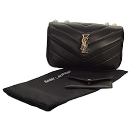 Bolsa de ombro LOULOU pequena em couro de cordeiro matelassé preto Yves Saint Laurent Preto Bronze