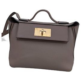 Hermès 24-24 Handbag Etoupe Light Brown Leather Light brown