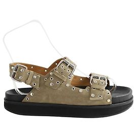 Isabel Marant Khaki-Ledersandalen Khaki