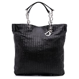 Dior-Dior Black Large Woven Lambskin Lady Dior Soft Shopping Tote-Black