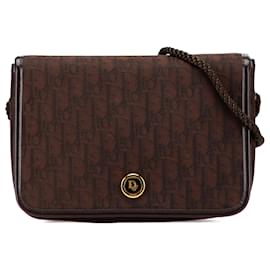 Dior-Dior Brown Diorissimo Trotter Canvas Flap Crossbody-Brown,Dark brown