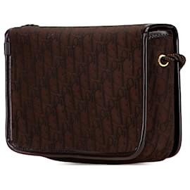 Dior-Dior Brown Diorissimo Trotter Canvas Flap Crossbody-Brown,Dark brown