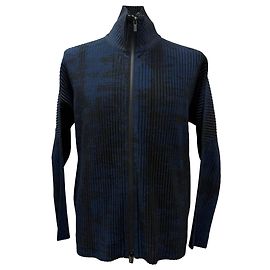Issey Miyake Men Zipped Jacket in Navy Blue Polyester Multiple colors