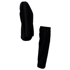 Giorgio Armani Smokingjacke und Hose aus schwarzer Wolle/Baumwolle Schwarz