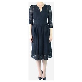 Isabel Marant Schwarzes besticktes Midikleid - Größe UK 8 Schwarz