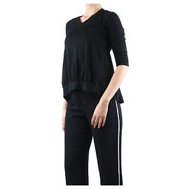Marni Schwarzer V-Ausschnitt-Pullover mit plissiertem Rücken - Größe UK 6 Schwarz