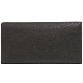 Valextra Black Leather Long Wallet Black