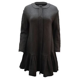 Diane Von Furstenberg DvF Balencia black wool coat flapper style Black