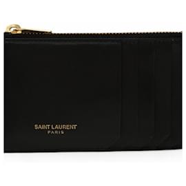 Yves Saint Laurent Black Leather Coin Case Black