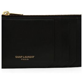 Yves Saint Laurent Black Leather Card Wallet Black