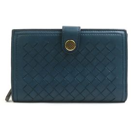 Bottega Veneta Intrecciato Bi-Fold Wallet Blue Green
